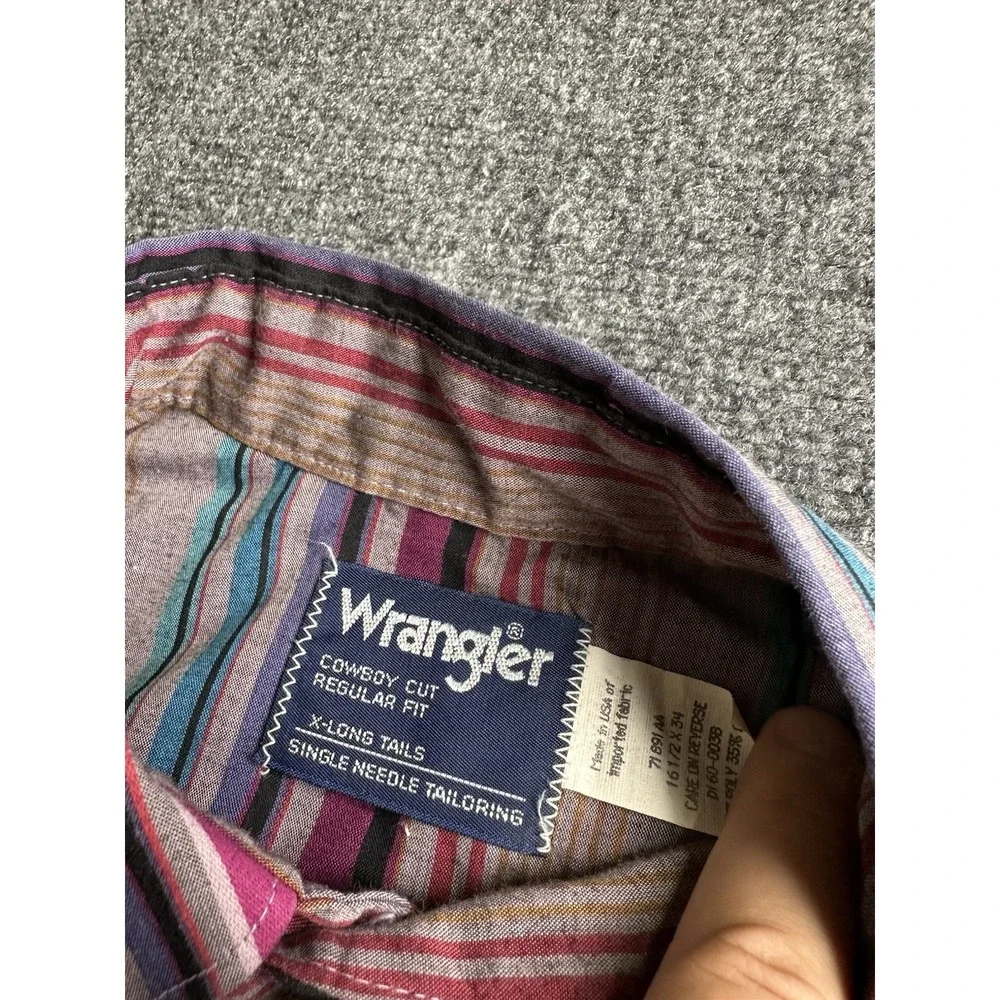 Mens Wrangler Cowboy Cut X-Long Tails Western Striped Shirt, Size XL